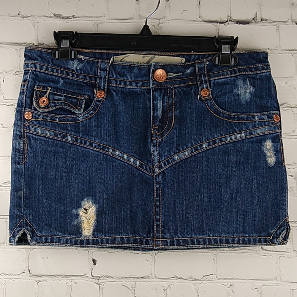Seven7 Distressed Denim skirt 26